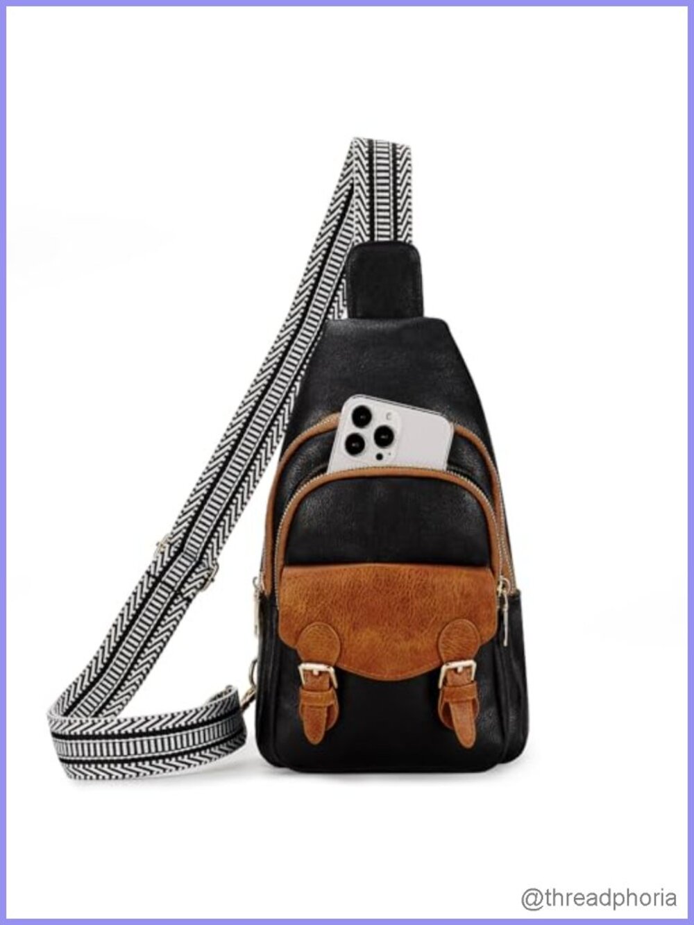 Sling Bag Fanny Pack Vegan Leather Crossbody Chest Bag Adjustable Strap Purse